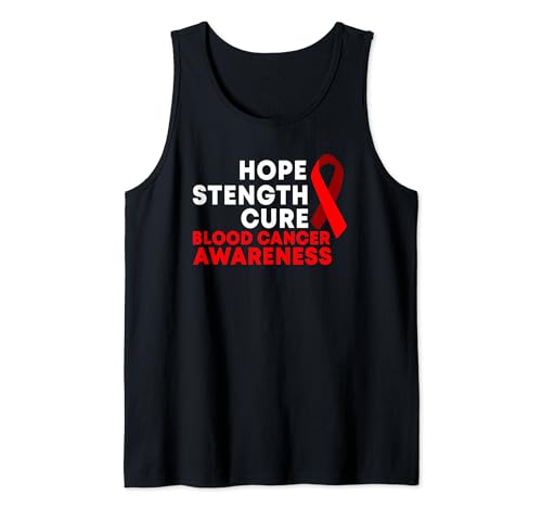 Hope Strength Cure Blood Cancer Awareness Design Nastro Rosso Canotta