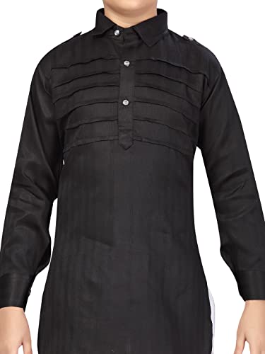 Image of Aarika Boys Black-White Color Pathani Kurta Pyjama with Cap Set (C PS-JK-102-BLACK-WHITE-3)
