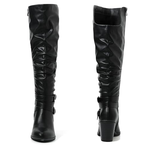 Luoika Women's Extra Wide Calf Knee High Boots, Wide Width Slouchy Knee-High Boots.4