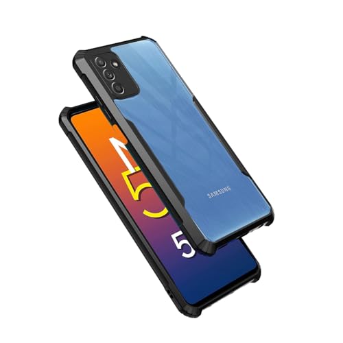 Image of Pikkme Ultra Hybrid Back Cover for Samsung Galaxy M52 5G | Raised Edges |Crystal Clear Transparent | Full Camera Protection Bumper Case (Black)
