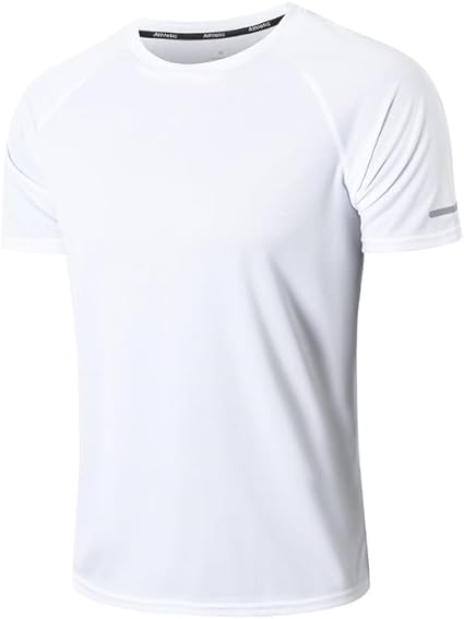 Camisetas masculinas de treino de secagem rápida, corrida, academia, atlética, manga curta, gola redonda, absorção de umidade, camiseta clássica