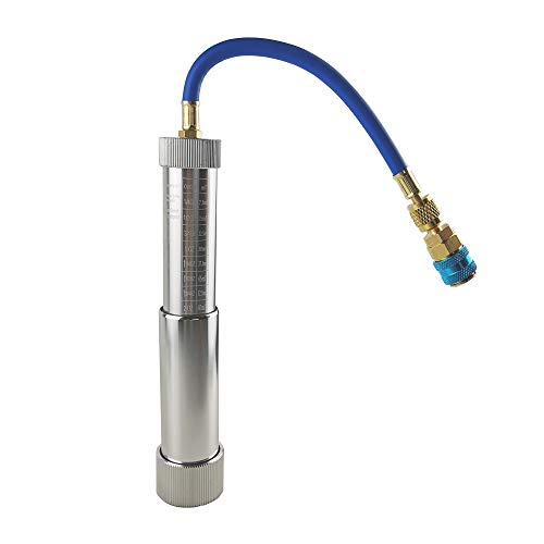 Wisepick Inyector de aceite de CA, inyector de aceite y tinte de A/C con R-134a Snap Quick Couple 1/4 "escala SAE para R134a R410a R22 R12 System, tornillo de giro de mano de 2 onzas Cover