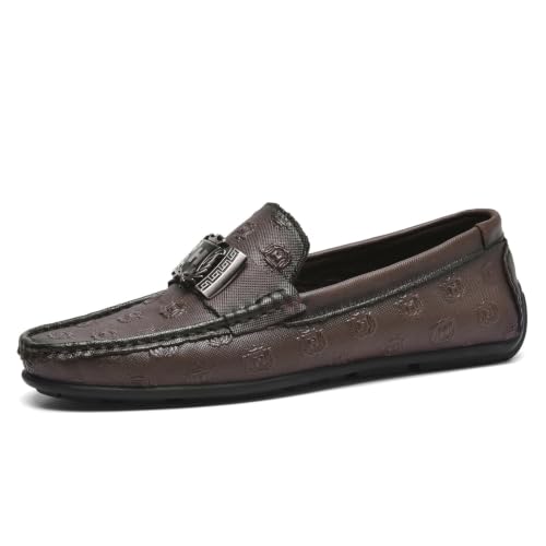 Mocasines Hixingo de cuero con suela de goma antideslizante para hombre