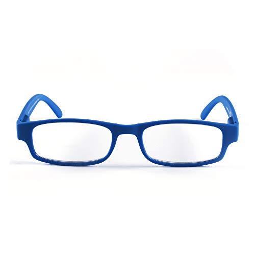 Contacta, One Color, Occhiali da Lettura per Uomo e Donna, Occhiali Leggeri, Funzionali e Colorati, Montatura con Aste Flex, Colore Blu, Diottrie +1,50, Confezione con Astuccio Portaocchiali, 21g