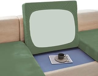 SYLC Sofa Seat Cushion Covers, Sofa Cushion Slipcovers Stretch Velvet, Couch Cushion Covers Replacement for Individual Cushion with Elastic Bands (Dark gray,Large 4-Seater)