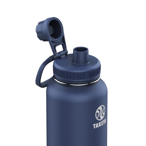 Image of Takeya Actives Insulated Stainless Steel Water Bottle with Spout Lid, 32 Ounce, Midnight