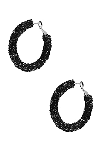 Pendientes de aro para mujer, color negro, brillantes Cover