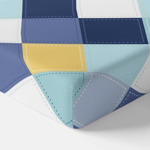 Image of LORETO - A QUALITY LINEN BRAND 144 TC 100% Pure Cotton King Size Fitted Bedsheet with 2 Pillow Covers for 72 x 72 Inch Mattress, All-Around Elastic, 8 Inch Deep Pocket, Vivid Blue and Yellow Checkered