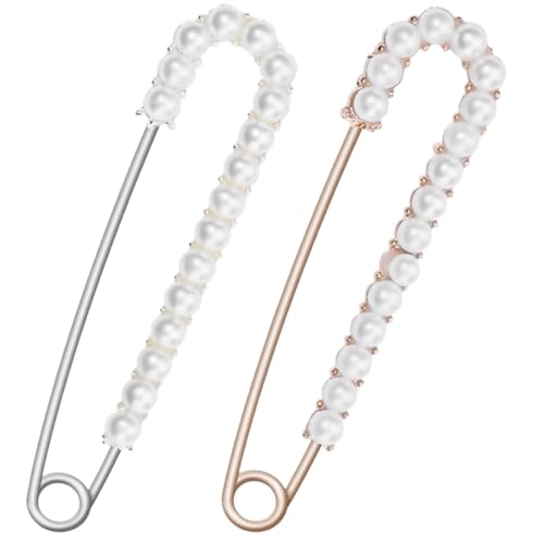 CPJJ 2 Piezas Imperdibles Broches Novia,Imperdibles Broches De Mujeres Clips De Chal Suéter De Cristal y Perla