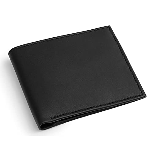 Maruse Bifold Wallet - Slim Leather Wallet – Genuine Italian Calf Leather Wallet – Elegant and Classy – Versatile and Minimalist Wallet for Men, Black
