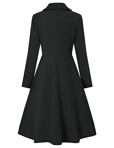 CURLBIUTY Women’s Elegant Double-Breasted Trench Coat in Black, Large - Image 2