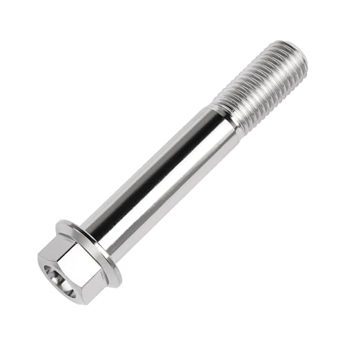 Image of Titanium Bolt M12 30 35 40 45 50 55 60 65 70 75 80 85 90mm Hex Small Flange Head for Motorcycle Car Modification Pack of 4 (M12x75mm Pitch 1.25, Silver)