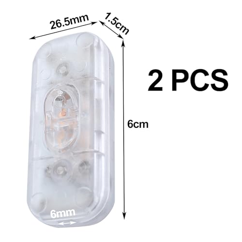 2 Piezas Interruptor,Interruptor Lampara,Interruptor Bipolar,Interruptor de Cable en Línea,6A 250V,para Lámparas,Pequeños Electrodomésticos (Transparente) - imagen 2
