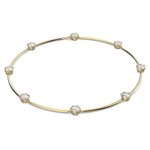 Swarovski Constella All-Around Necklace with Clear Round-Cut Crystals on a Gold-Tone Finish Band, Part of the Constella Collection