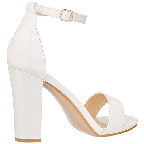 ILLUDE Women’s Open Toe Ankle Strap Chunky Block High Heel - Formal, Wedding, Party Classic Heeled Sandals - Ruby3