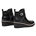 Athlefit Women's Wedge Ankle Boots Fashion Black Platform Lug Sole Buckle Short Booties with Side Zipper Size 7
