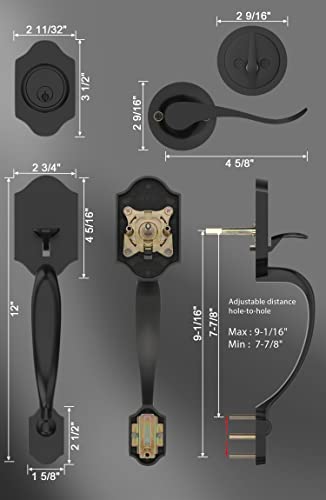 Goldenwarm Front Door Handle And Deadbolt Set, Black Front Door Lock Set With Reversible Handle Lever, Classic Front Door Hardware, Single Cylinder Front Door Entry Lock, Front Door Handles And Locks #TOP6