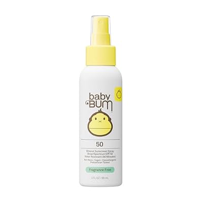 Baby Bum SPF 50 Sunscreen Spray - Mineral UVA/UVB Face And Body Protection For Sensitive Skin - Fragrance Free - Travel Size - 3 Oz