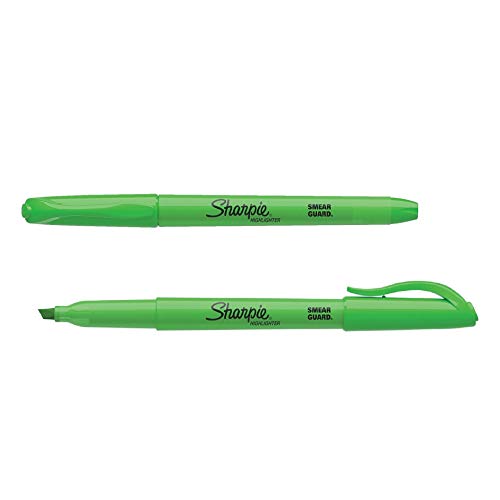 Sharpie Pocket Style Highlighters, Chisel Tip, Fluorescent Green, Box Of 12 #TOP1