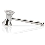 MEISTERKOCH Fleischklopfer doppelseitig Silber, Fleischhammer Aluminium, Schnitzelklopfer Metall, 6 cm Ø komfortabler Griff mit Aufhängeöse, für Schnitzel, Steak, Rindfleisch, spülmaschinengeeignet