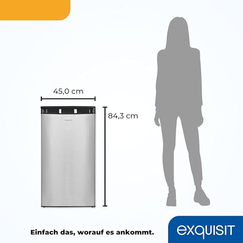 Exquisit Vollraumkühlschrank KS85-V-091E inoxlook | Kühlschrank ohne Gefrierfach freistehend 75 l Nutzinhalt | Edelstahloptik