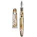 Asvine V800 Fountain Pen -Vacuum Filling System with Large Ink Capacity-Number 8 Stub Nib 1.1mm Calligraphy Art Drawing with Wrench Gift Set- Brown White Acrylic