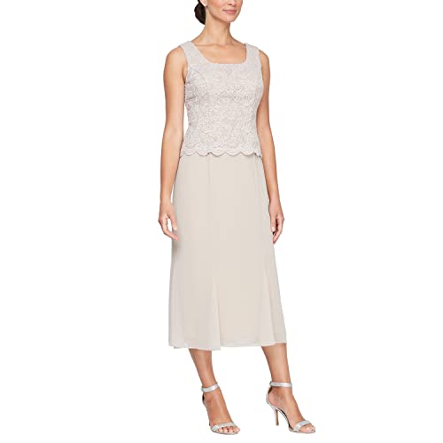 Image of Alex Evenings Women's Tea Length Jacket Dress, Perfect for Weddings, Formal Events (Petite and Regular Sizes)