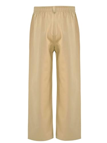 Jhaoyu Kids Boys Basic Pull On School Uniform Pants Khaki Elastic Waist Casual Straight Trousers2