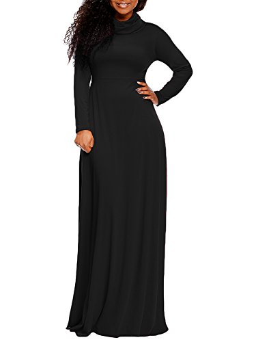 onlypuff Women Maxi Dress Cowl Neck Casual Long Sleeve Swing Fall Winter Dress Loose Fit Party