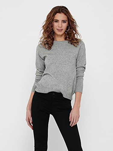 ONLY Damen Onllesly Kings L/S Trui KNT Noos Pullover, Medium Grey Melange/, S EU