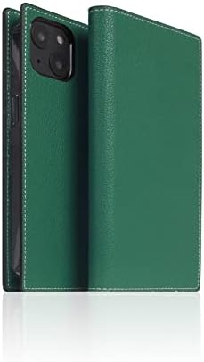 SLG Leather Wallet Case Compatible with iPhone 14 Plus, D6 Hybrid Grain Leather Diary Flip Cover Card Slot Holder with Gift Box, Handmade and Designed for iPhone 14 Plus (Sea Green)