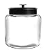 Anchor Hocking Montana Glass Jars with Fresh Sealed Lids, Black Metal, 64 oz (Set of 2) - 96711R