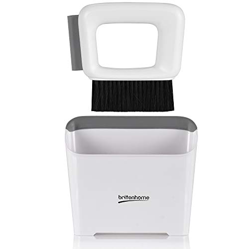 BRITENWAY Mini Dustpan and Squeegee Small Hand Broom Counter Brush Cleaning Set with Squeegee Edge, Kitchen and Bathroom Handbroom for Countertops or Personal Areas