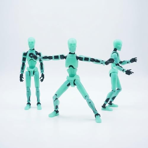 Image of TADCraft DIY Dummy 13 Action Figure Glow in the Dark Skull Head with Glow in The Dark Spear | Fully Articulated Posable Robot Toy for Collection & Photography