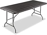 Portable Folding Table, Plastic Folding Table with Handle, 6 ft x 30 inch, Fold in Half, Plastic...