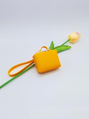Mini Leather Bag Keychain - Cute Purse Key Ring with Wrist Strap, Handbag Charm for Keys, Backpack & Wallet Decor(Yellow)