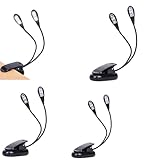 TEECOO 4 Pack Music Stand Lights, Eye Caring Clip-on Piano Light, USB & AAA Battery Operated, LED Book Reading Lamps, 4 Brightness, Ideal for Musician, Piano, Orchestra, Guitar, Travel (Dual Arm)