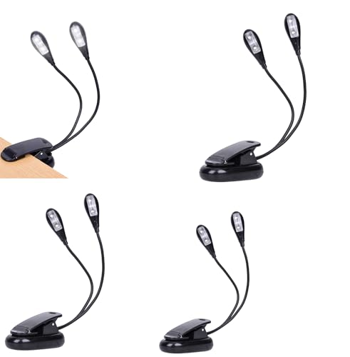 TEECOO 4 Pack Music Stand Lights, Eye Caring Clip-on Piano Light, USB & AAA Battery Operated, LED Book Reading Lamps, 4 Brightness, Ideal for Musician, Piano, Orchestra, Guitar, Travel (Dual Arm)
