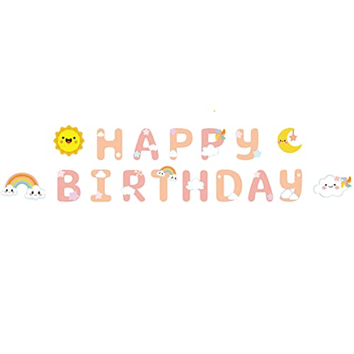 Rainbow Happy Birthday Banner,Sunshine Birthday Banner,Rainbow Banner For Kid Party Supplie #TOP6