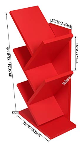 Image of Madhuran Engineered Wood Book Stand Holder (Matte,Red) / for Living Study Room Home Library Storage Furniture Deckup Open Rack