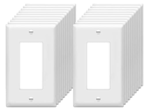 Image of Decorator Wall Plates 1-Gang Switch Outlet Electrical Cover Plate Unbreakable Thermoplastic Faceplate for Light Receptacle Outlet Switch, White (20 Pack)