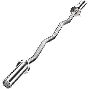 EZ Curl Bar 47 inch/4ft Olympic Barbell 75K PSI, 300LBS Weight Capacity Hard Chrome/Ceramics Coating with Copper Sleeve and Needless Bearing for Weightlifting, Hip Thrusts, Squats and Lunge