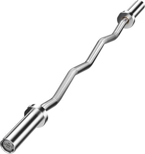 EZ Curl Bar 47 inch/4ft Olympic Barbell 75K PSI, 300LBS Weight Capacity Hard Chrome/Ceramics Coating with Copper Sleeve and Needless Bearing for Weightlifting, Hip Thrusts, Squats and Lunge