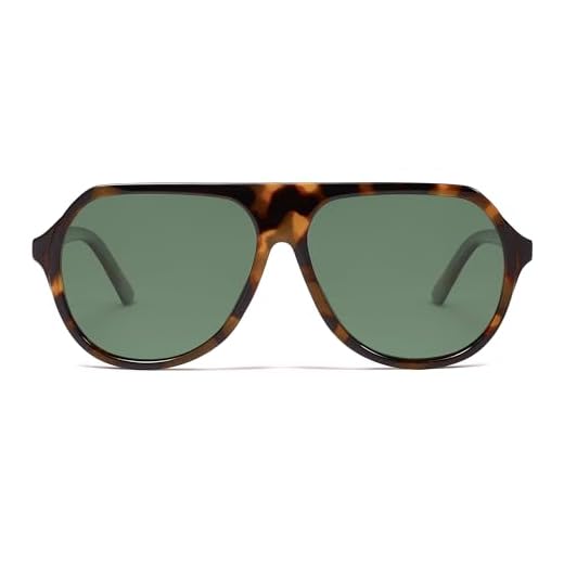 VANLINKER Retro Oversized Polarized Aviator Sunglasses for Women Men Vintage 70s Square Aviators VL9851,Tortoise/Green