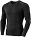 TSLA Men's Thermal V-Neck Long Sleeve Compression Shirts, Athletic Base Layer Top, Winter Gear Running T-Shirt, Heatlock V Neck Black, Medium