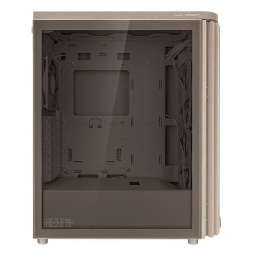 Image of ASUS ProArt PA401 Wood Edition Beige ATX case with Tempered Glass Panel; Supports GPUs up to 315mm, 240mm Radiator, 160x32mm Fans, Power /Reset Lock, Detachable PSU Bracket
