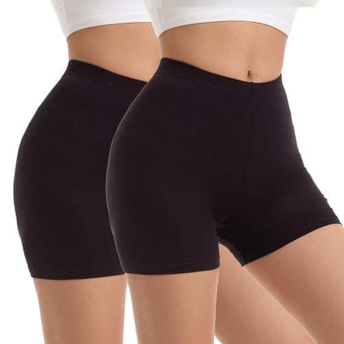Vinconie Leggins Kurz Damen Unterkleid Leggings Kurze Hose Radler Shorts Panties, 2 Pack: Schwarz & Schwarz, Medium / (42 44)