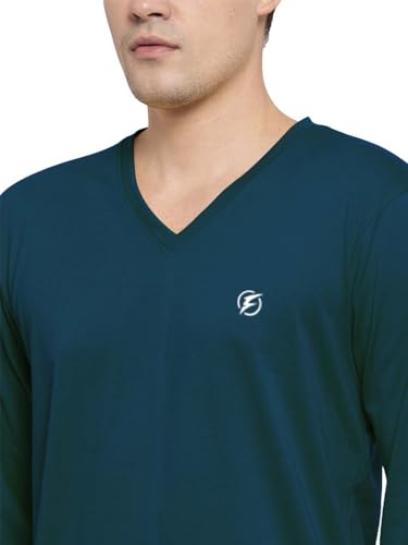 Image of Friskers Men's V-Neck Full Sleeves T-Shirt Blended Cotton with Elastane