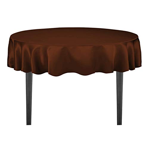LinenTablecloth 90-Inch Satin Tablecloth, Round, Chocolate
