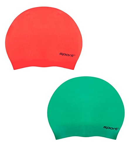 Sporti Long Hair Silicone Swim Cap Set of 2